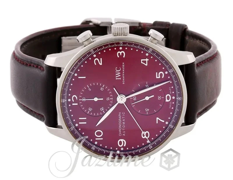 IWC Portugieser Chronograph IW371616 Stainless Steel 41mm Red Dial BOX PAPERS