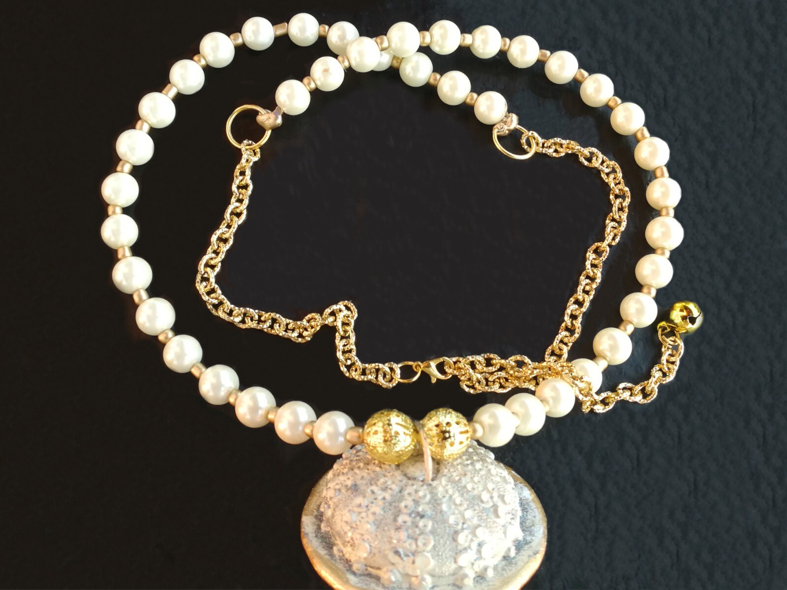 Jewelry Woman Pearl Necklace Luxury Pendant Art Deco Jellyfish Ostrich Feather