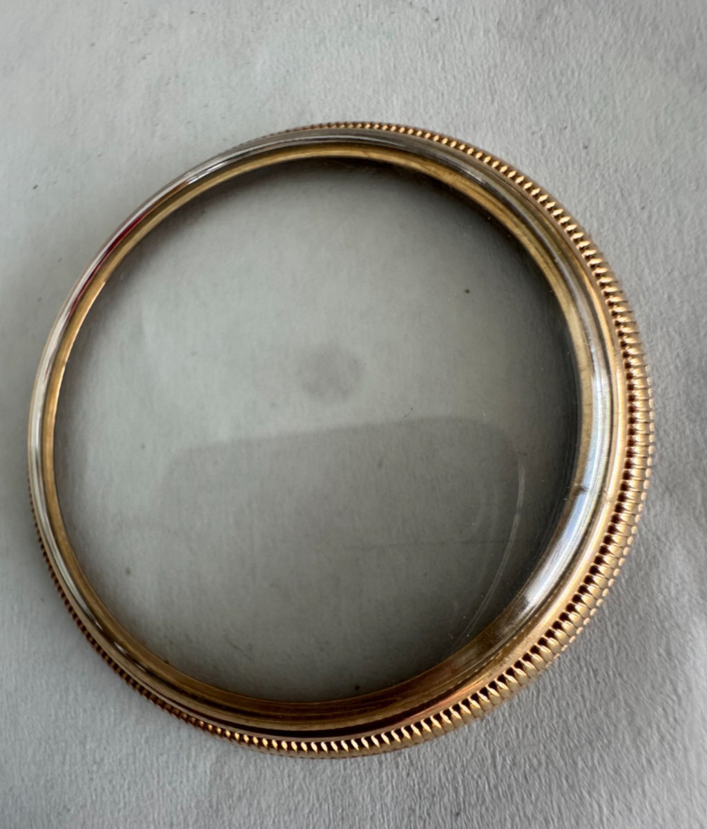 VINTAGE 16 SIZE KEYSTONE MAINLINER POCKET WATCH FRONT BEZEL WITH CRYSTAL