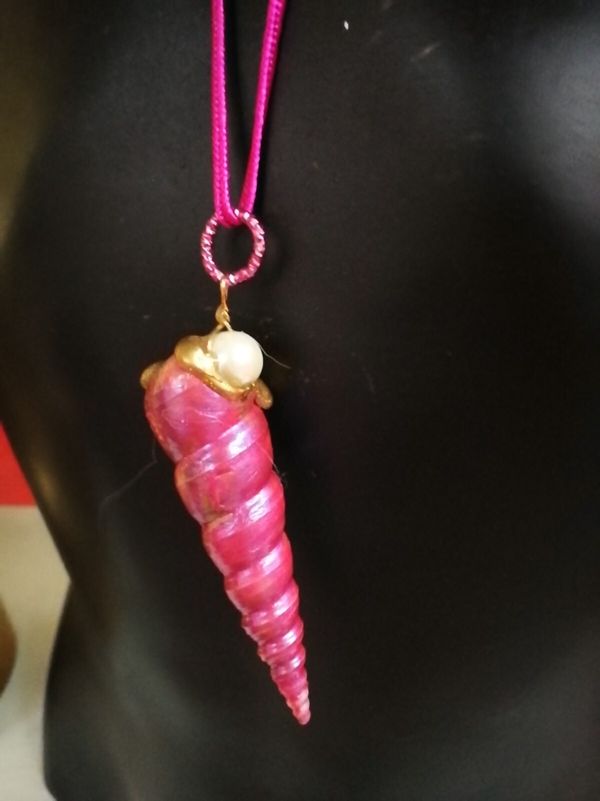 Pink Unicorn Horn Spirit Guide Magic Sea Puka Shell Pearl Charm Jewelry Fantasy