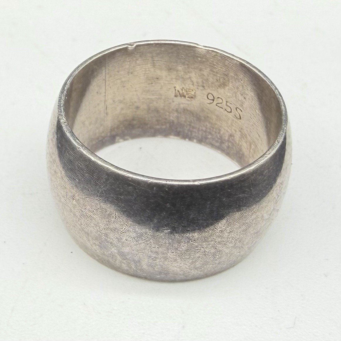 Vintage NB Sterling Silver 10mm Wide Simple Plain Cigar Band Size 5 Ring 6.4g
