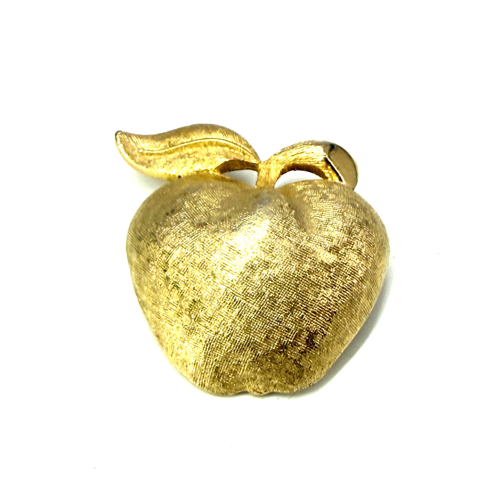 Coro Signed Apple Vintage Brooch Pin Gold Tone C61a 1.3″ L x 1″ width