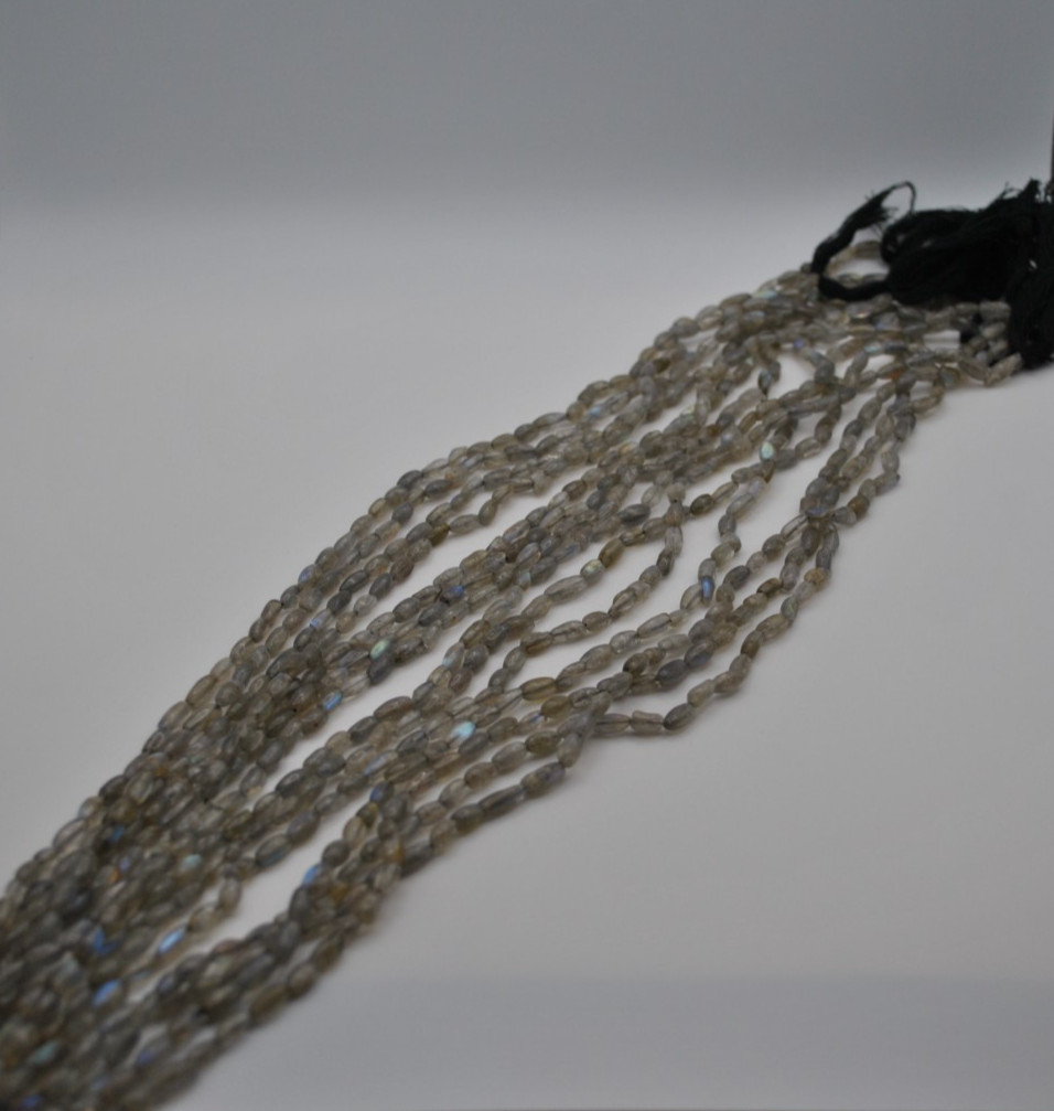 Labradorite Olive Shape Gemstone Strand with Smooth Stones (No Clasp)