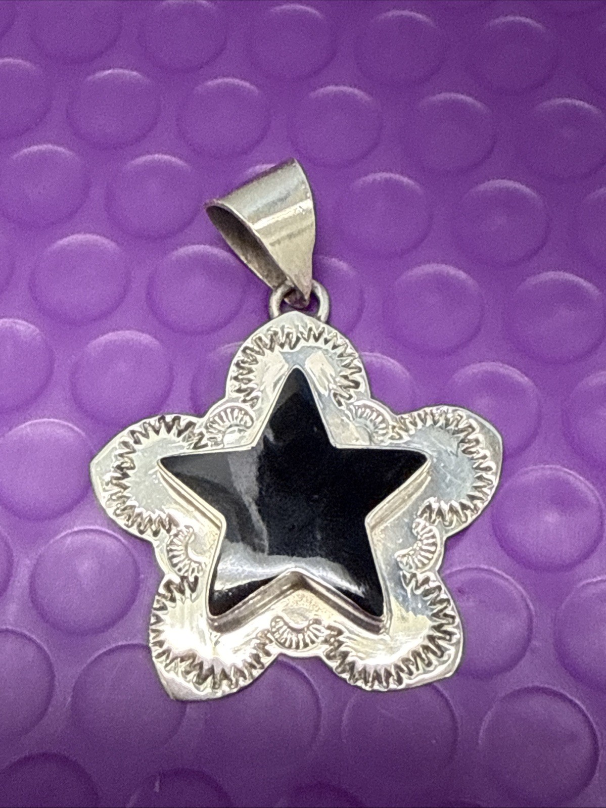 ❤️ Black Onyx Gemstone Pendant 925 Sterling Silver Star Pendant (1003)