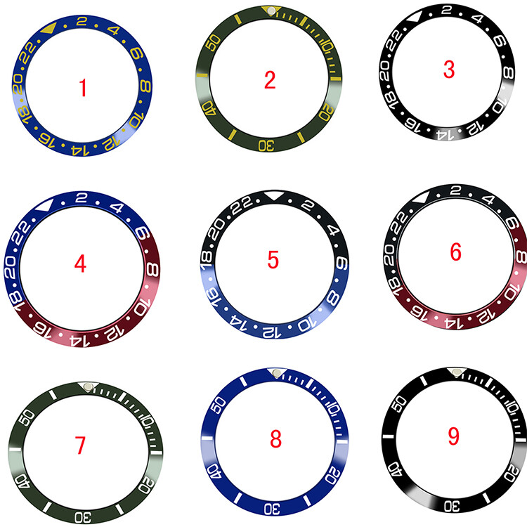 Aluminum / Ceramic Bezel Insert Watch Ring Replacement For 40mm GMT SUB Watch
