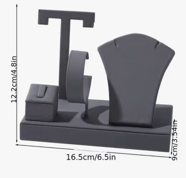 NEW – Gray 4-In-1 Combination Jewelry Display Stand (4.8” H x 6.5” W x 3.54” D)