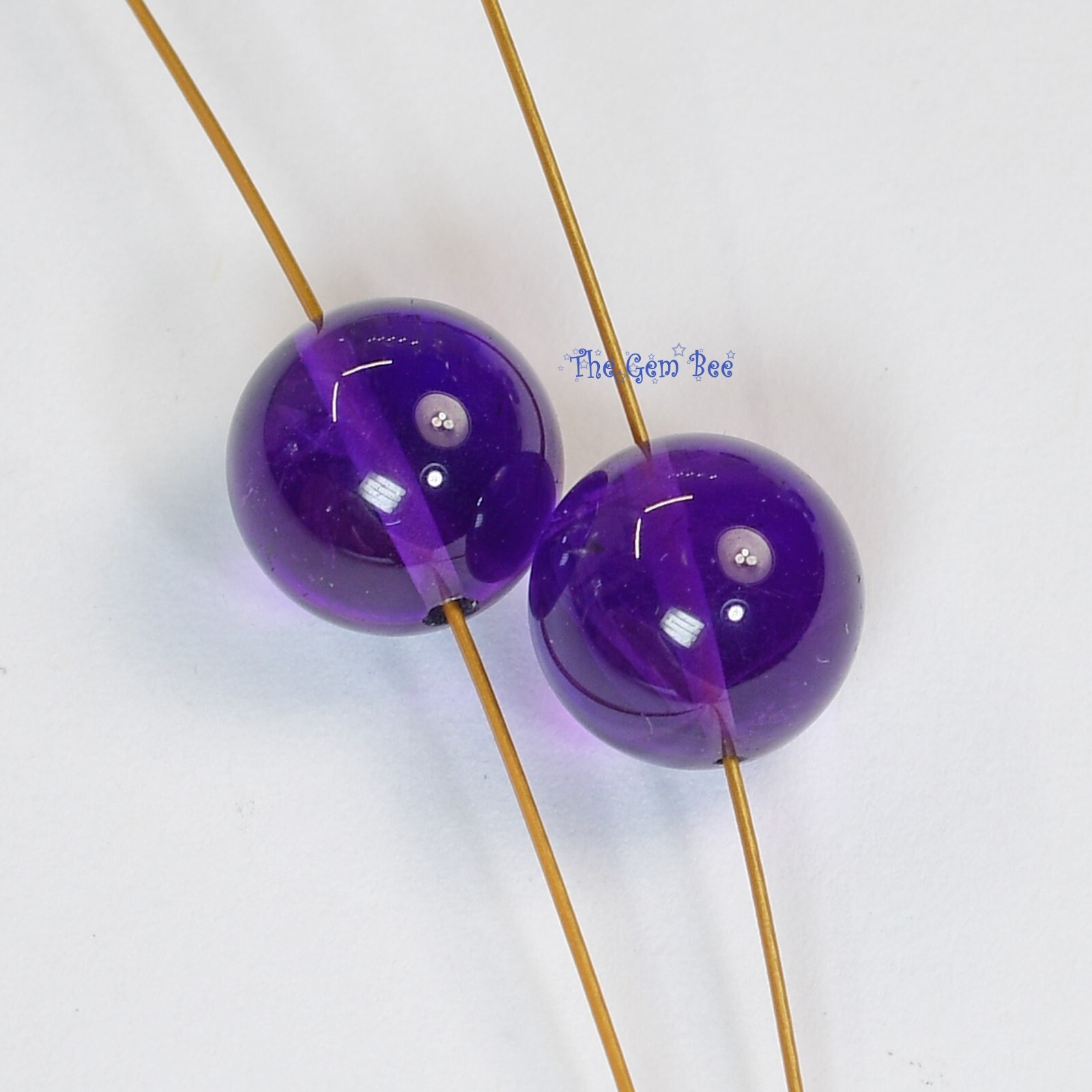 9mm Fine Gem African Purple Amethyst Smooth Sphere Round Rondelle Beads PAIR (2)