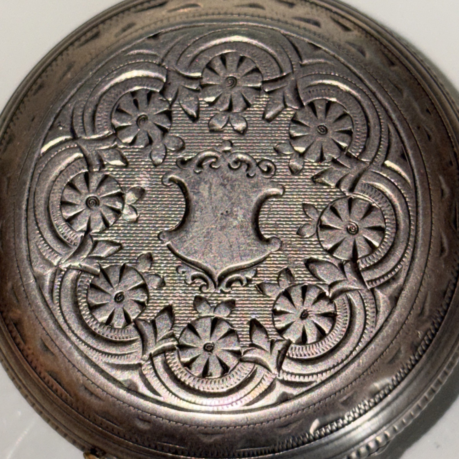 antique English sterling silver verge fusee pocket watch, No Key So Untested