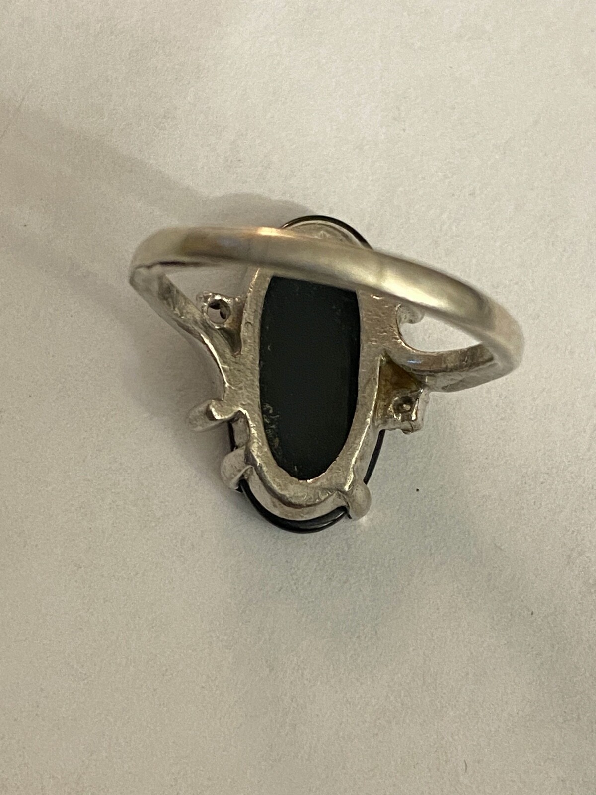 Vintage 925 Sterling Silver Onyx Ring Size 7.75