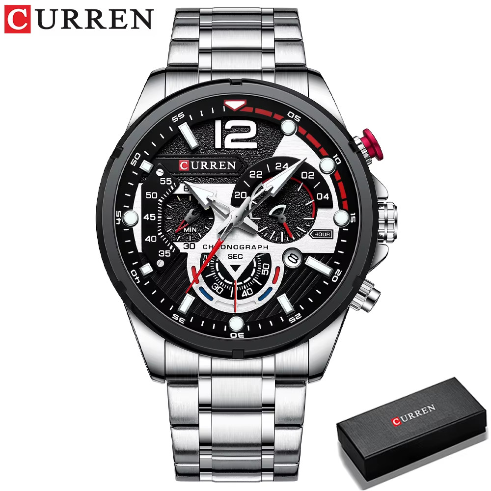 Men’s Casual Business Chronograph Watch Waterproof Stainless Steel Quartz