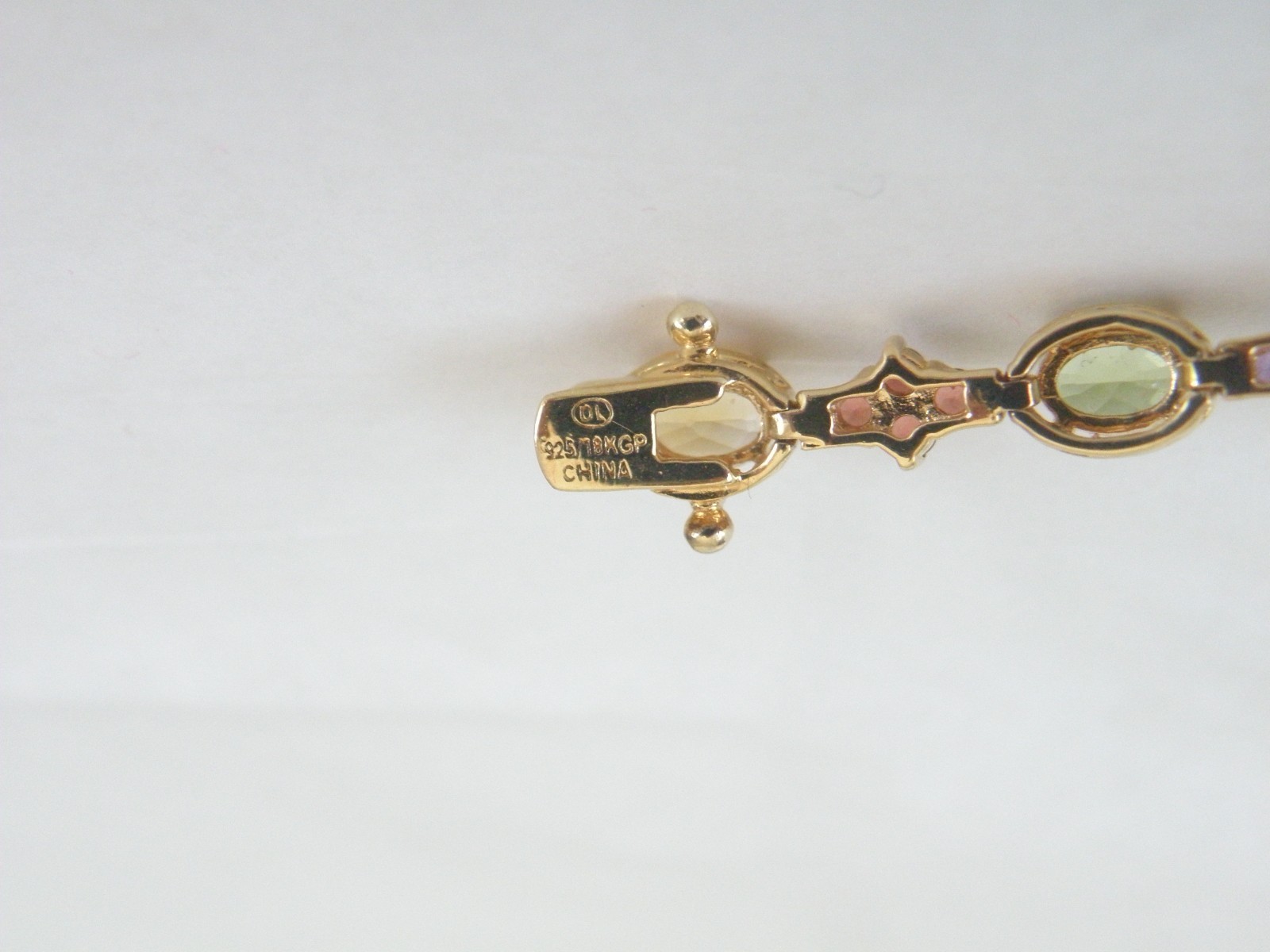 Zales 18K Gold on Sterling Silver 925 Multi Gemstone Tennis Bracelet Fits 7.5″