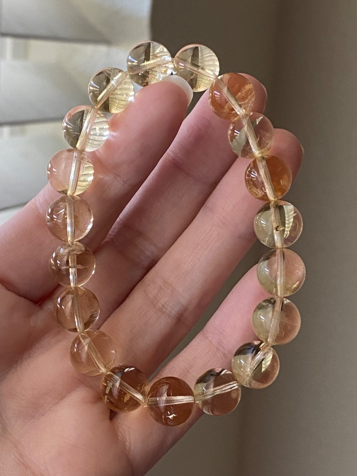 Natural Citrine Bracelet – 10.8mm Genuine Golden Citrine Crystal Bracelet