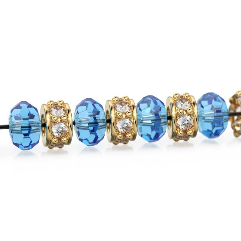 5mm 18k Solid Yellow Gold Diamond Eternity Rondelle Wheel Bead Finding Spacer