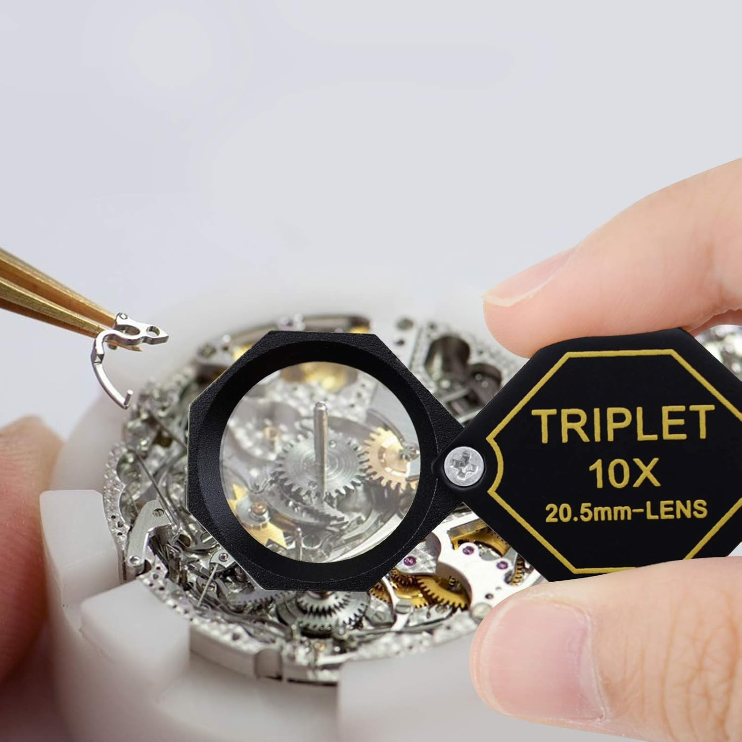 10X Magnifier Jewelry Loupe 20.5Mm Triplet Lens Optical Glass Pocket Gem