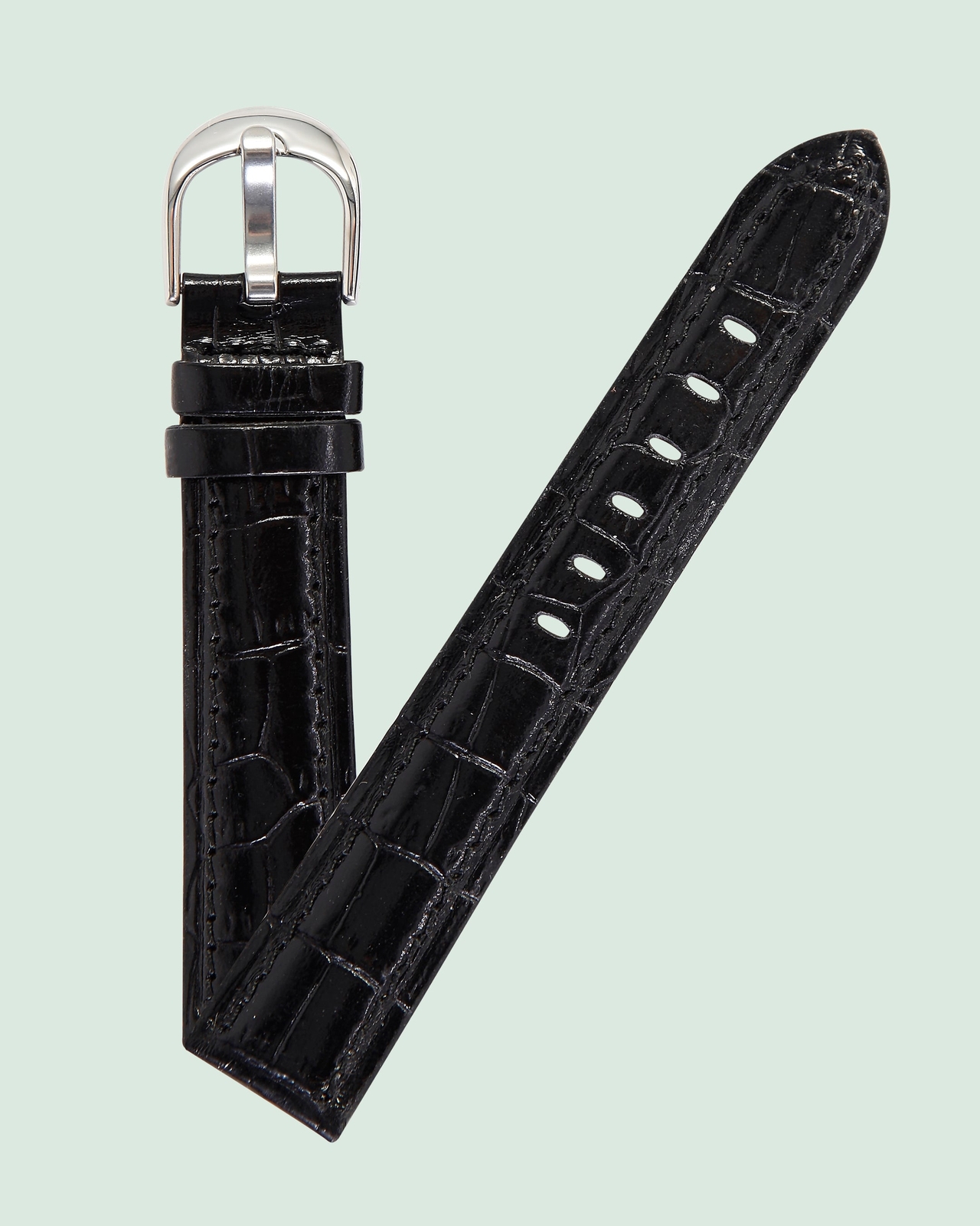 Ecclissi 18mm x 16mm Black Alligator Grain Leather Strap original Buckle 75490