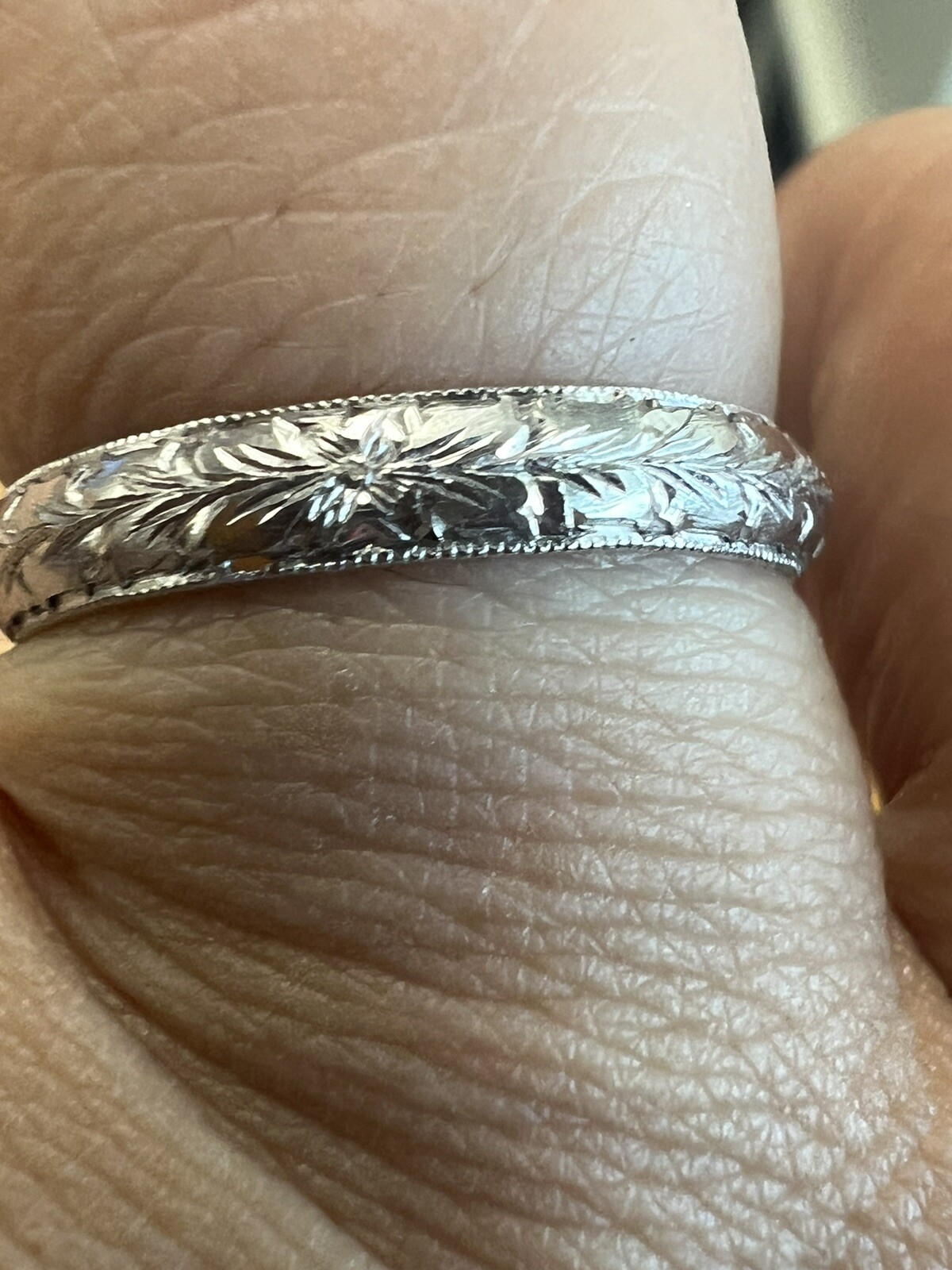 platinum art deco knife edge Double diamond contoured band ring Wedding Curved