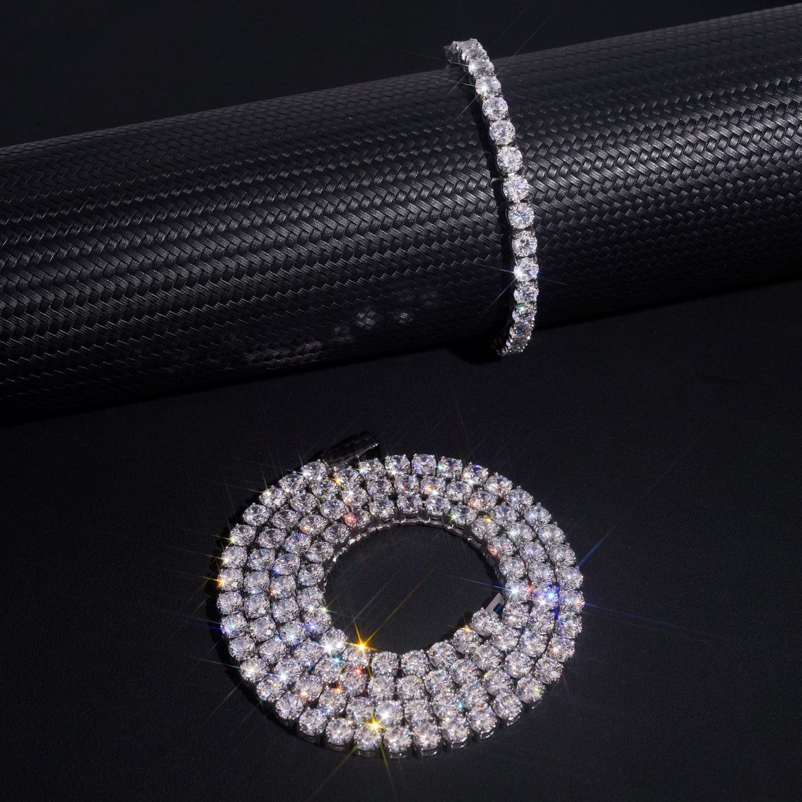 3-6mm 16-24″ Round Cut Zircon Tennis Chain 316L Stainless Steel Necklace Hip-hop