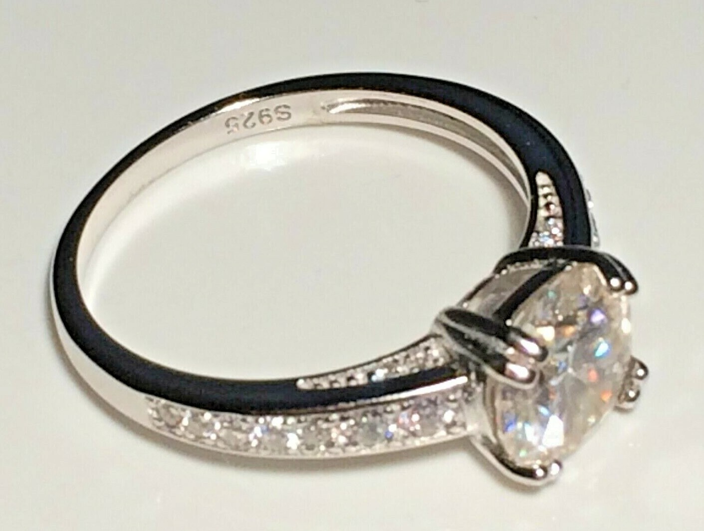Moissanite Diamond Ring 8mm Round 2ct Stone 14k Gold Plated Sizes 6 to 10 US