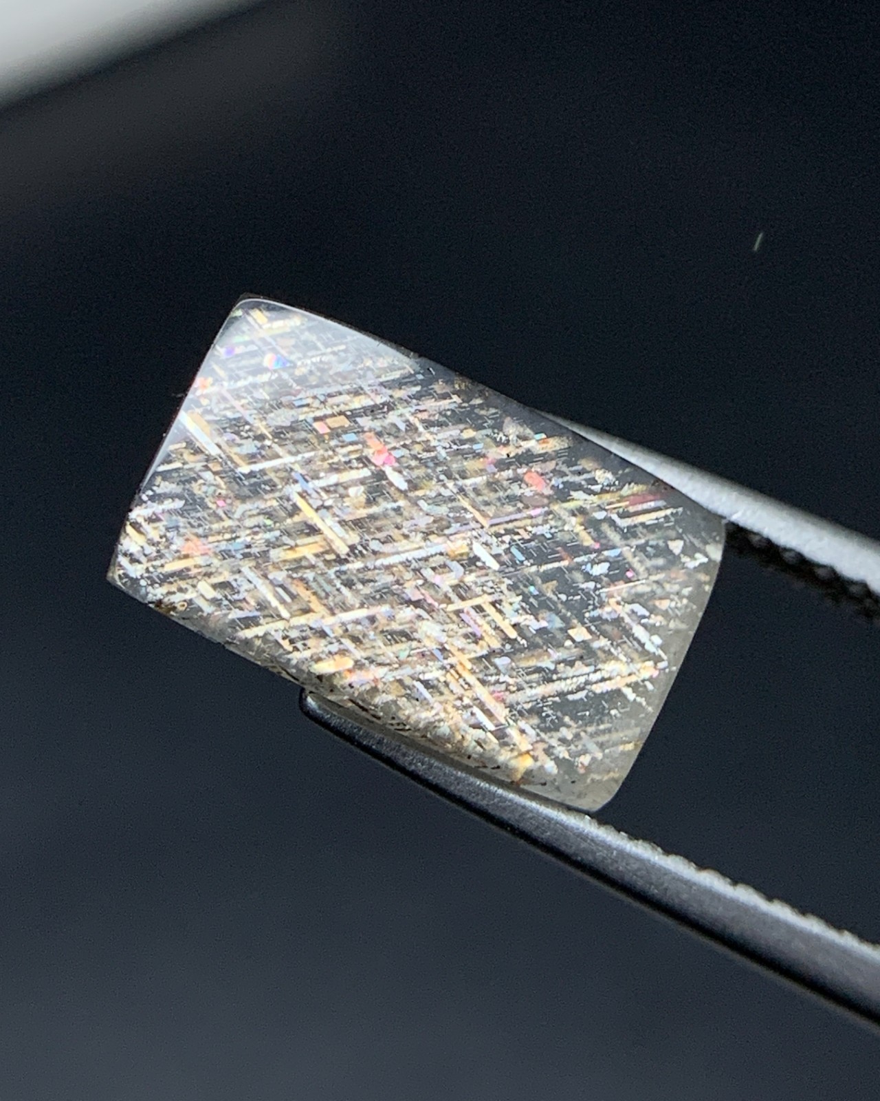 Natural Australian Rainbow Lattice Sunstone 3.49 Carat 12.8×7.8 MM Cushion Shape
