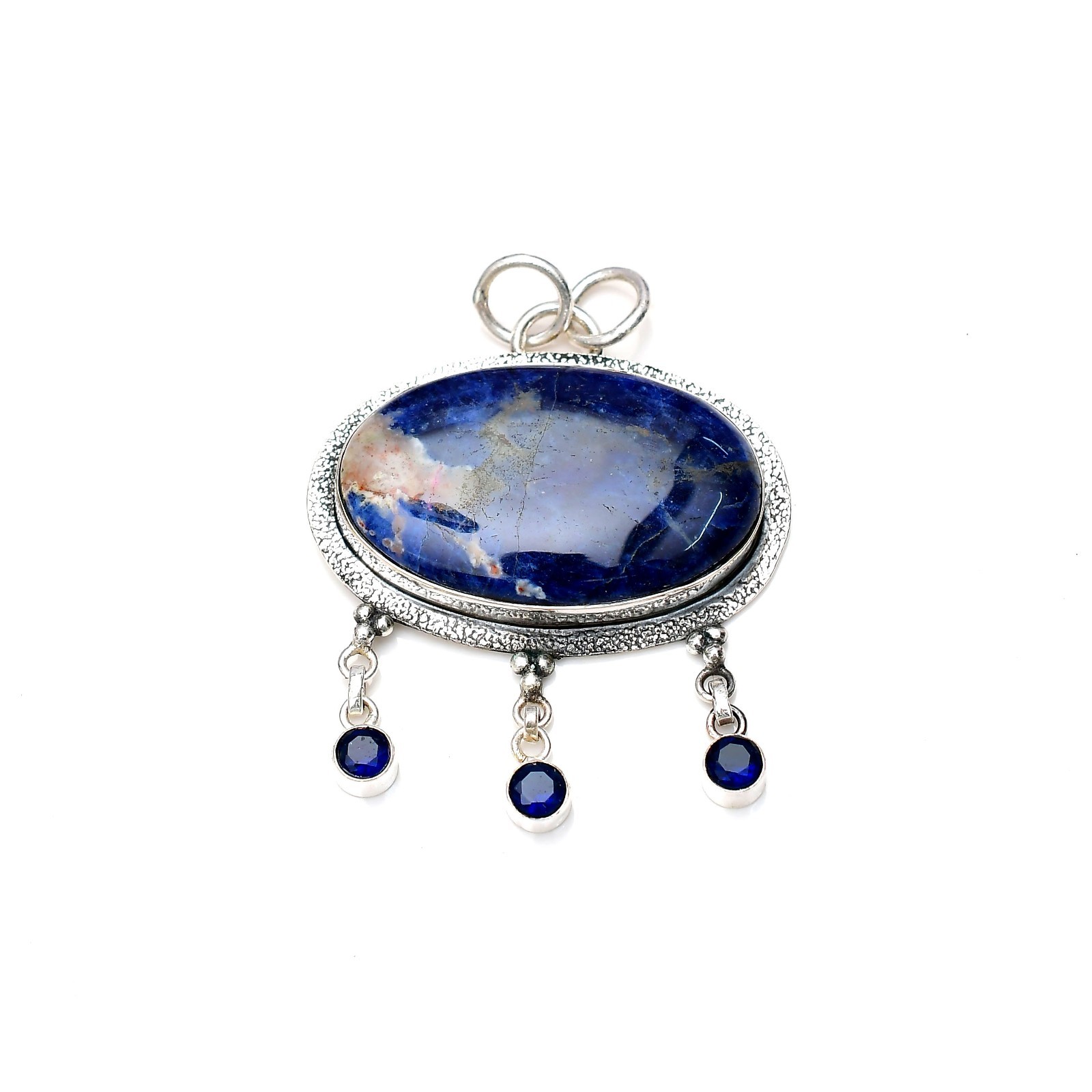 Sodalite Gemstone 925 Sterling Silver Handmade Pendant Jewelry Approx – 2.24″