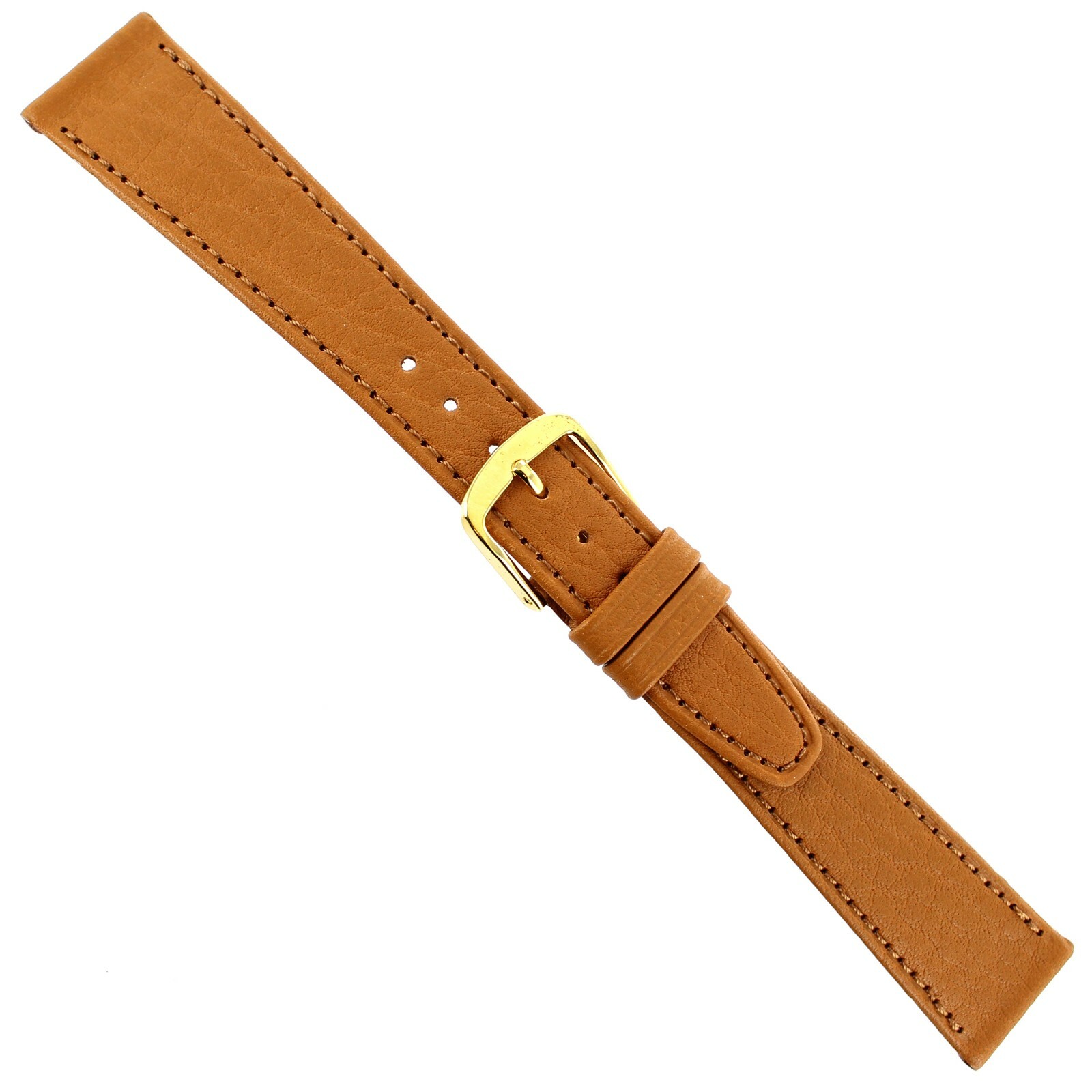 19mm Time Fashion Honey Tan Matte Waterproof Leather Flat Stitched Mens Band Reg