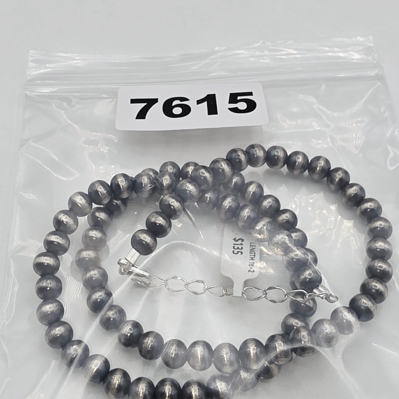 Navajo Style Pearl Beaded Necklace 6mm Silver Plated 20” NWT