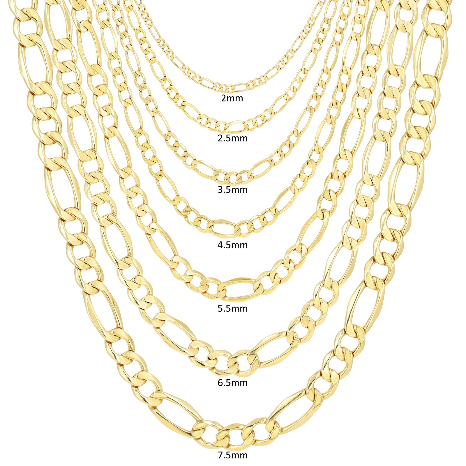 with packaging 14K Yellow Gold 2mm 75mm Figaro Chain Italian Link Neckla G2U