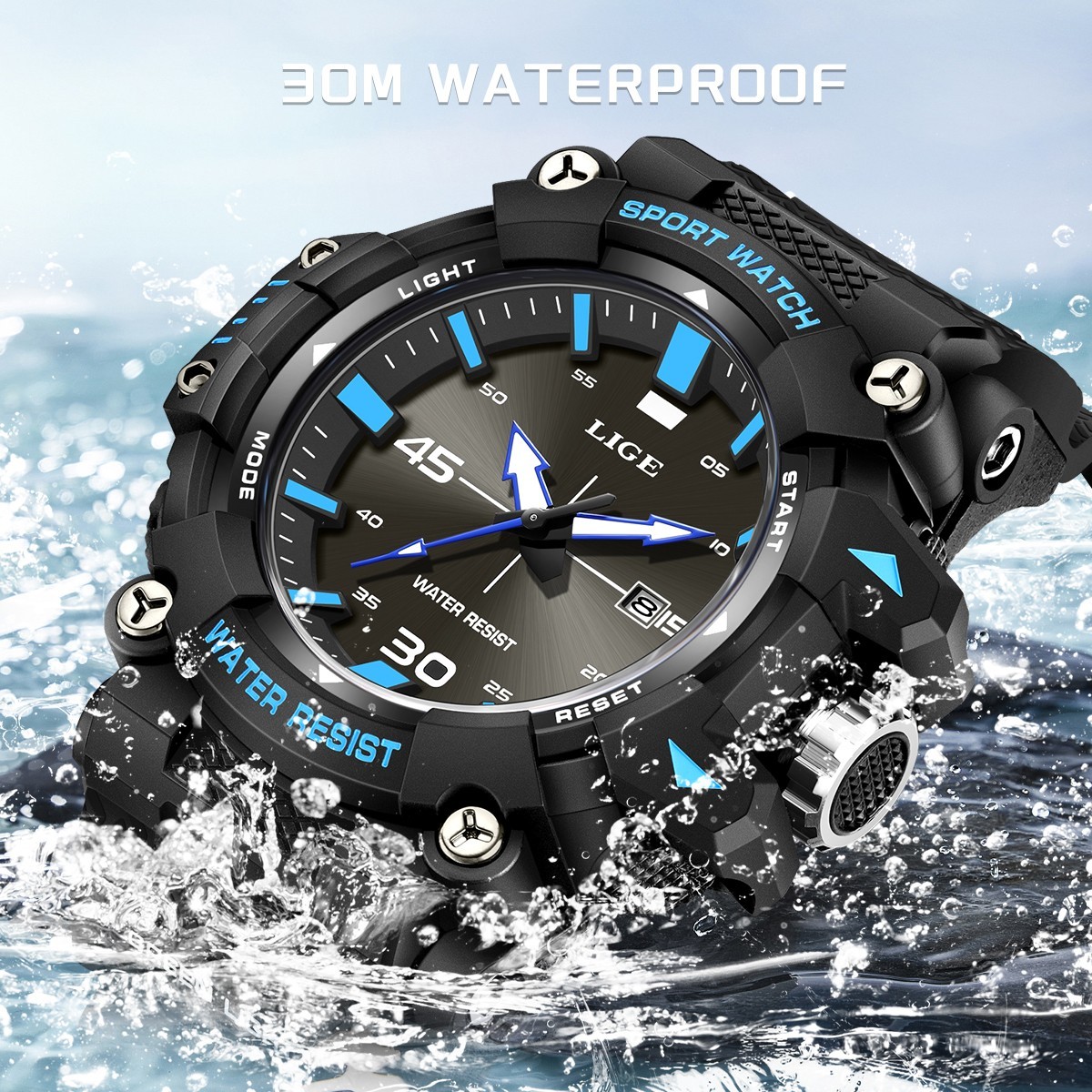 Men’s Diver Sport Watch Quartz Date Analog Luminous Waterproof Luxury Wristwatch