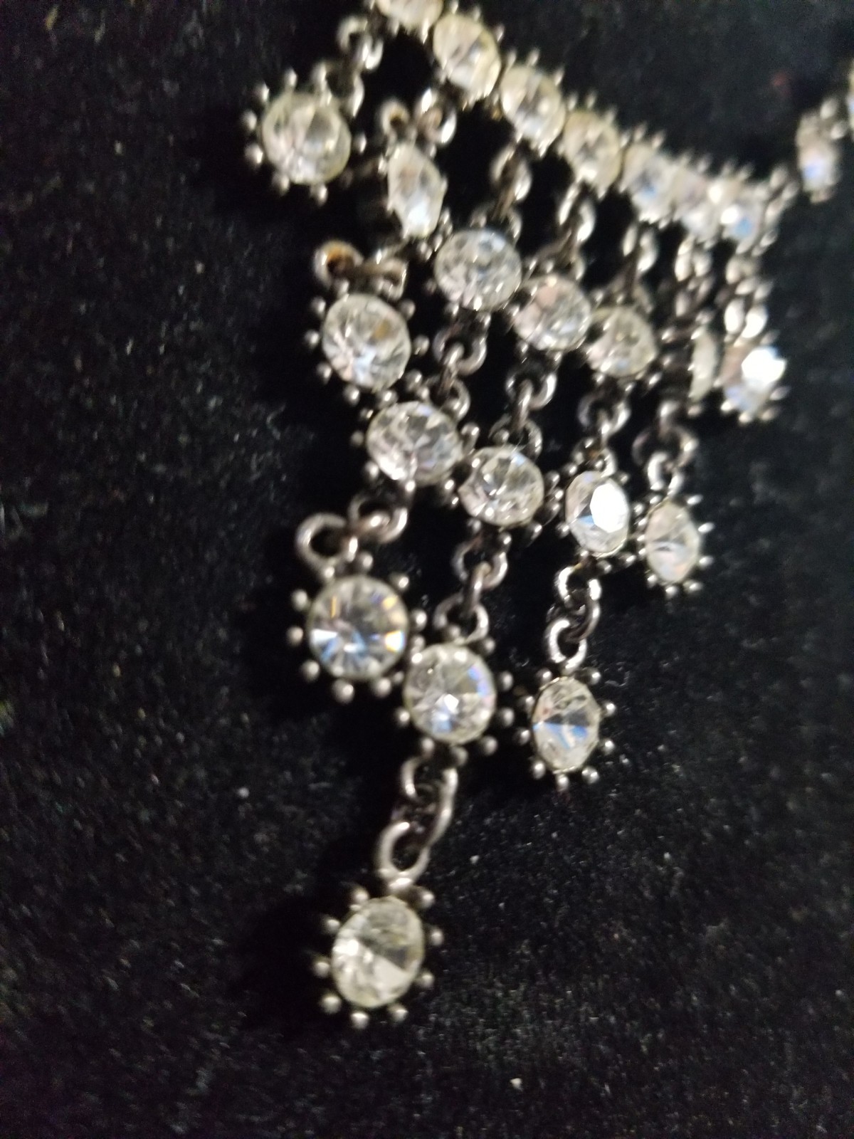 Vintage Signed VCLM Necklace With Clear Rhinestones. Length 20 Inches.