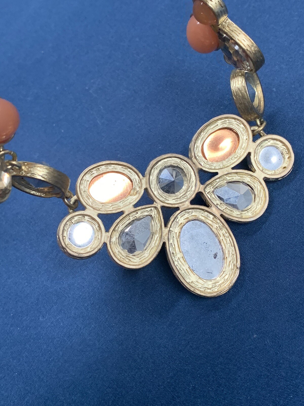 Goldtone Beaded Peach Statement Necklace 16″ – 18″