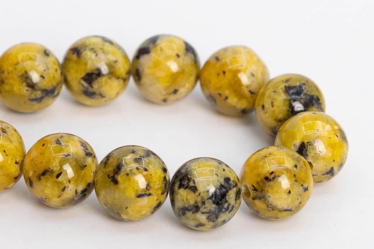 8MM Mustard Yellow Jade Beads Grade AA Round Gemstone Loose Beads