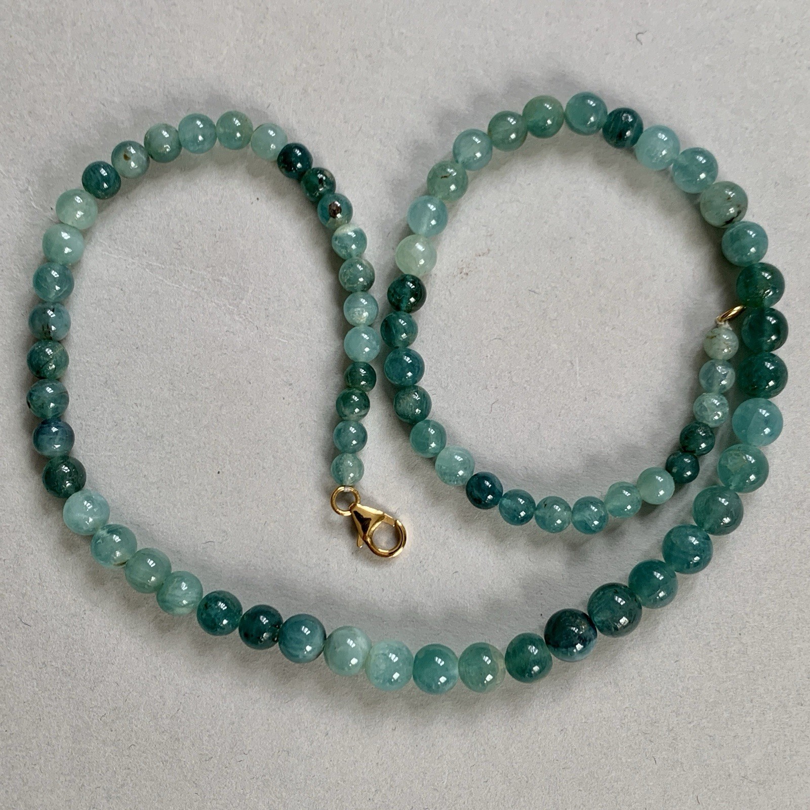 Grandidierite Bead Necklace 14ct Gold Clasp 18” 46cm 585 14K Rare Gemstone