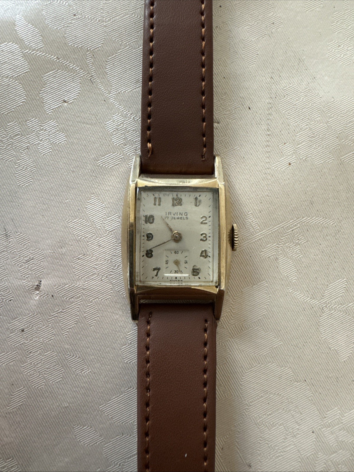 Irving 10k gold Manual Wind Gold Tone Watch Small Seconds