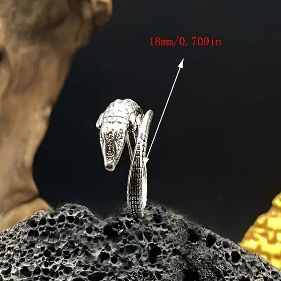 925 Sterling Silver Alligator Crocodile Unique Charms Open Ring One Size Fit All