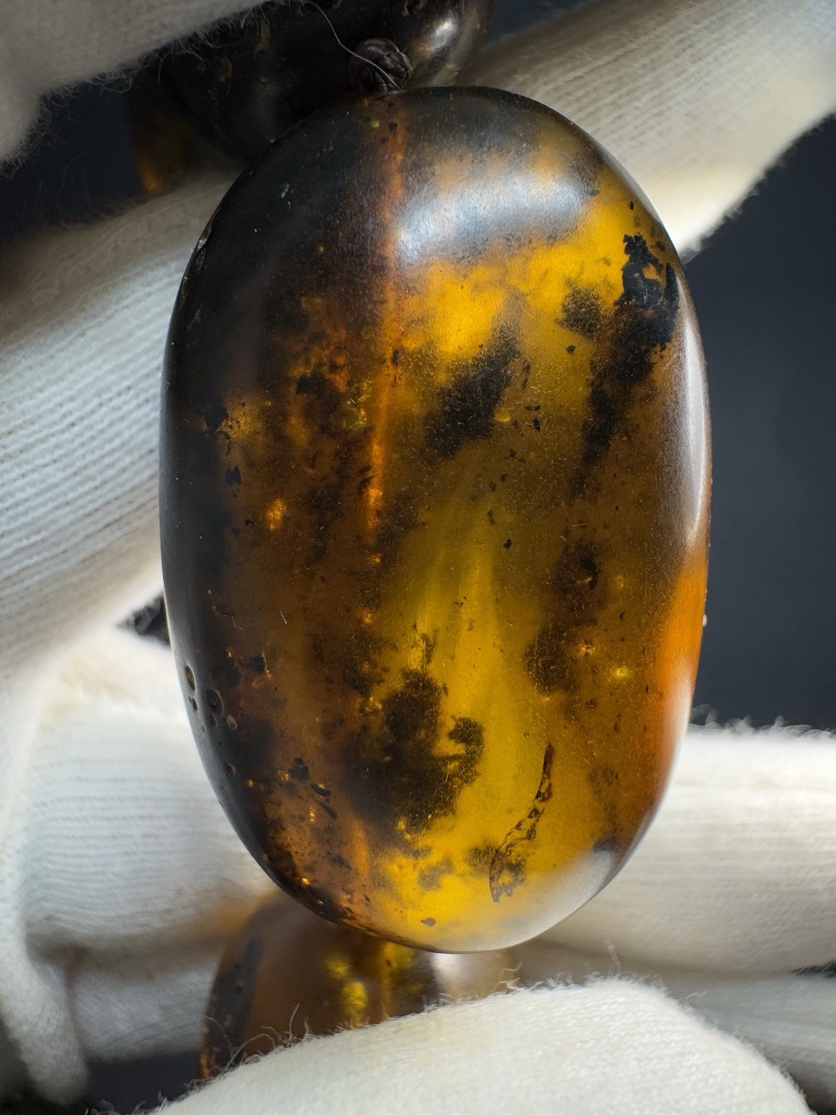 Natural Baltic Amber Necklace, Large Dark Cognac Honey Amber Oval Beads 94g 55cm