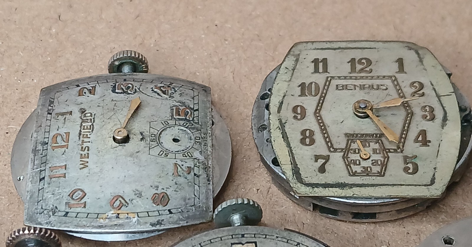 Vintage Watch Movement Lot Benrus Westfield Windsor Sperina Saxony 10pc Parts