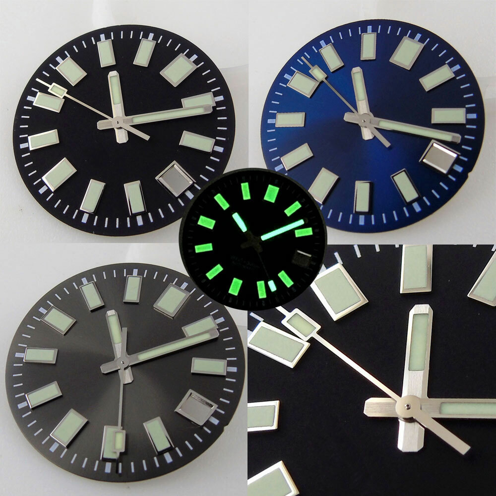 Super Lume 29mm Watch Dial+Solid Japan C3 Lume Hands Fit For NH35 Movement Date
