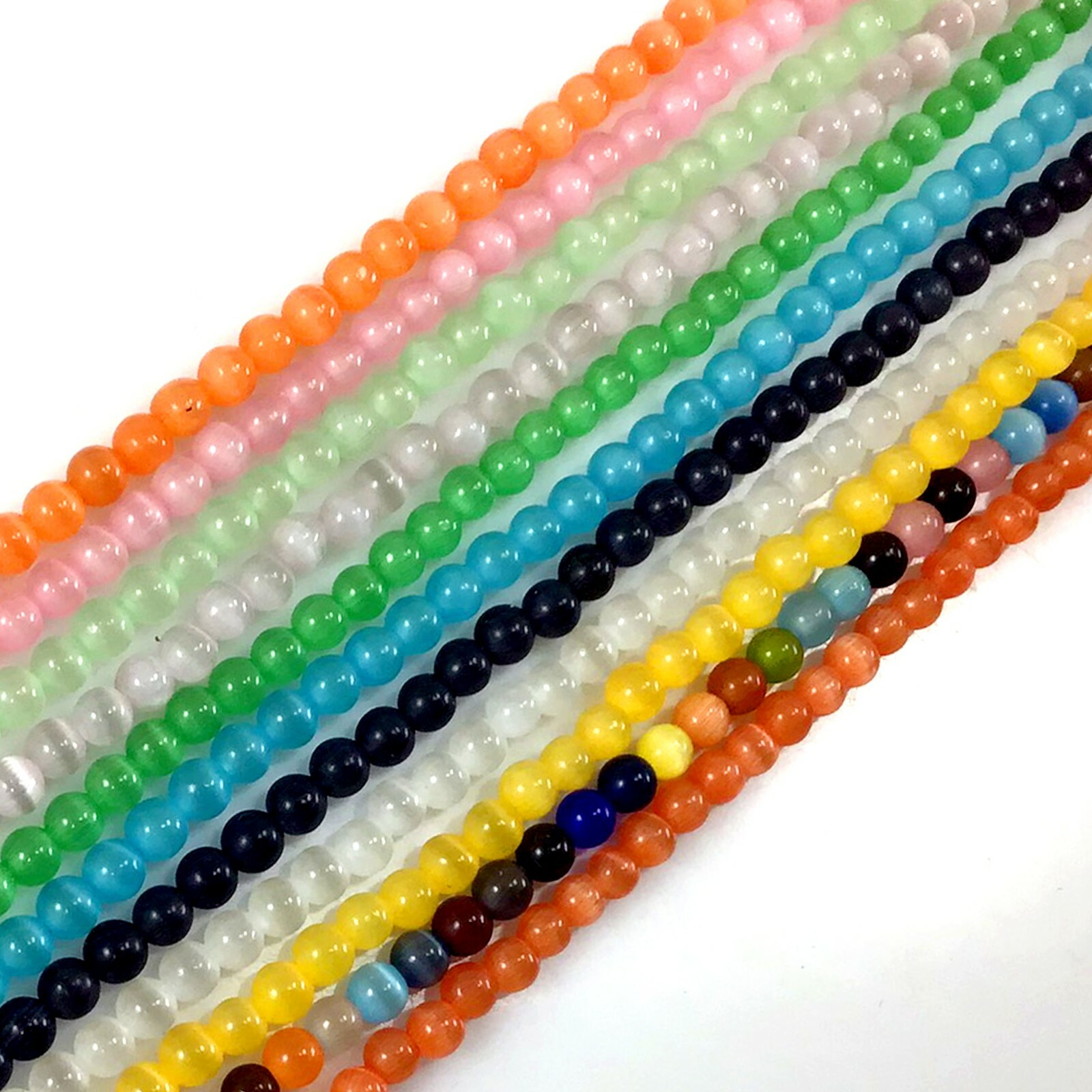 4mm Cat Eye Glass Beads Smooth Loose Round Bead 14″ Cat’s Eye Bead CraftBeaded