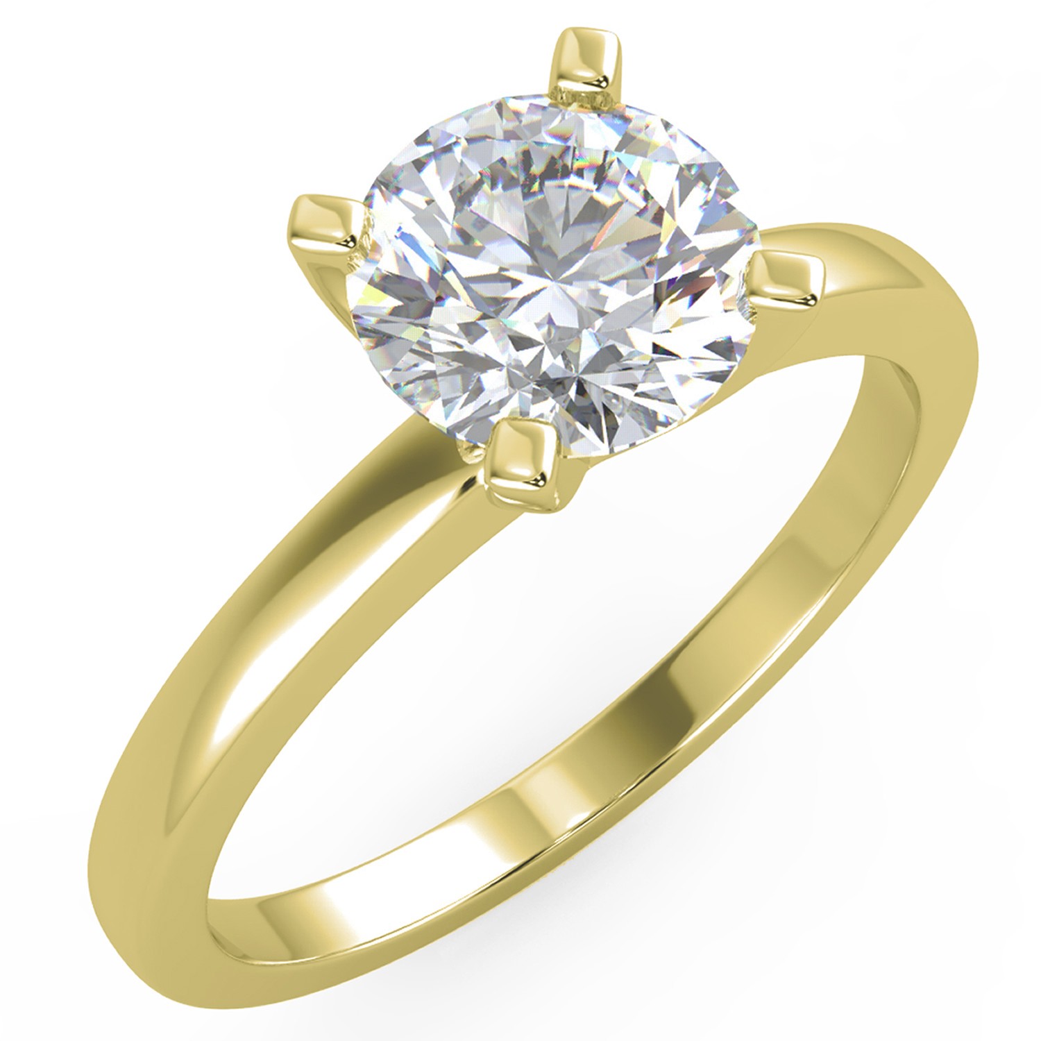 1.06 Ct Round Cut VVS2/F Solitaire Diamond Engagement Ring 14K Yellow Gold