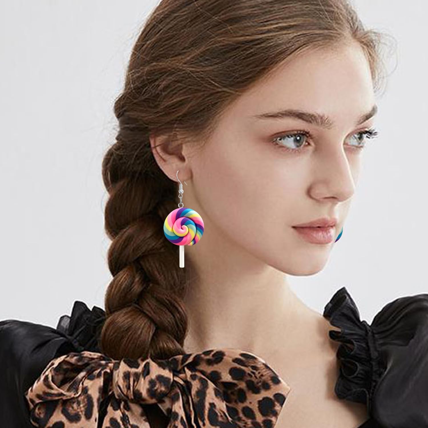Sweet Cute Funny Simulation Lollipop Resin Dangle Drop Earrings Creative Co – 03