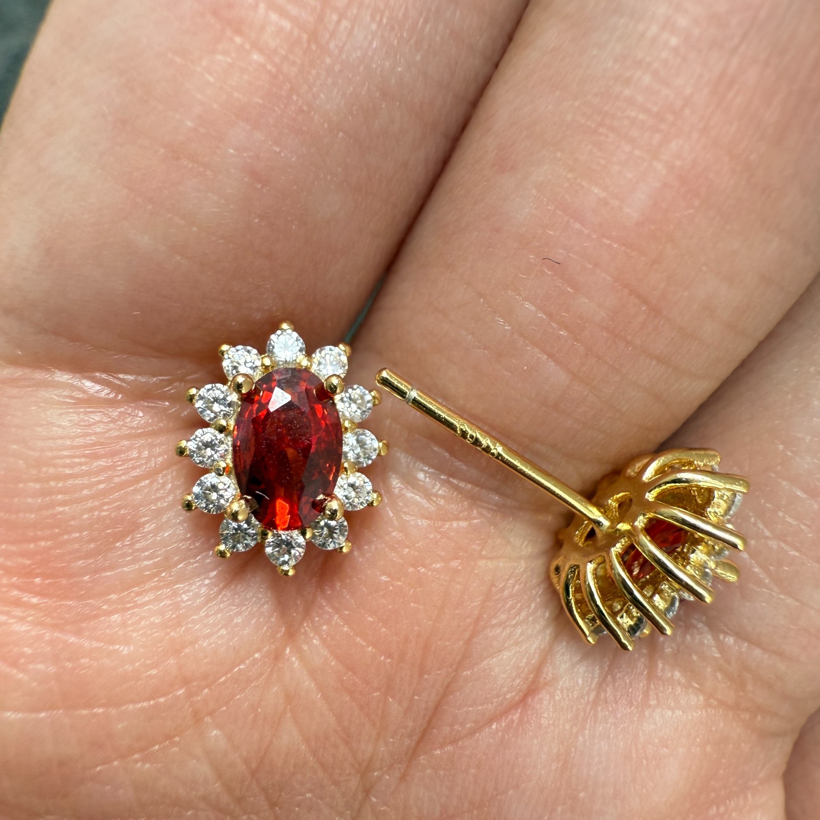 925 Sterling Silver Earrings 6x4mm Natural Rhodolite Garnet Zircon Flower Gift