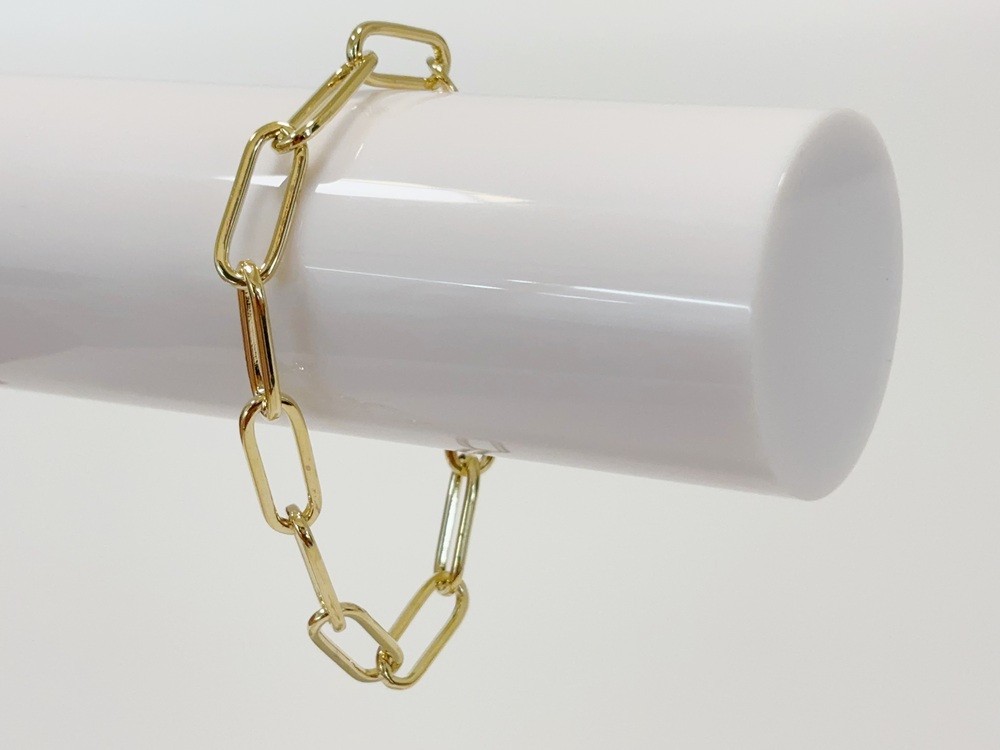 10k Yellow Gold 10.5mm Paperclip Chain Cable Link Rolo Bracelet Womens Mens 8″