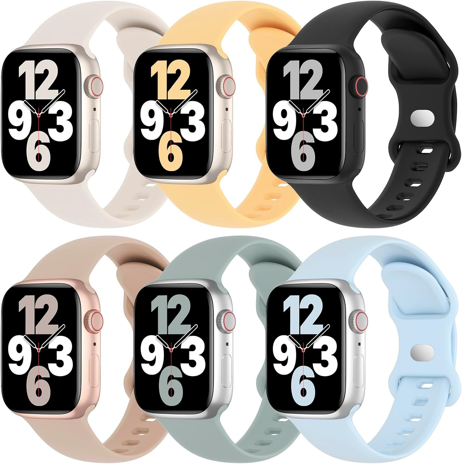 6 Pack Sport Silicone Bands Compatible with Apple Watch Band Women Men | Soft St