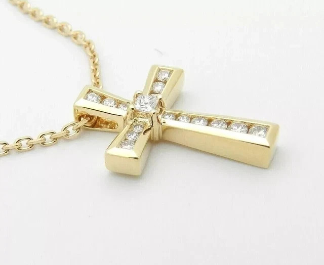 2.00 Ct Round Cut Lab Created Diamond Cross Pendant 2Ct 14K Yellow Gold Plated