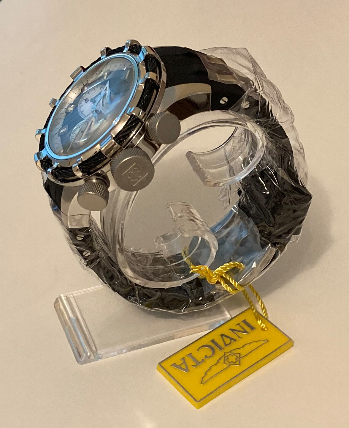 InvictA ‘ Nautical Ensemble Sport ‘ BOLT BLACK Rubber band 50mm CHRONOGRAPH NEW