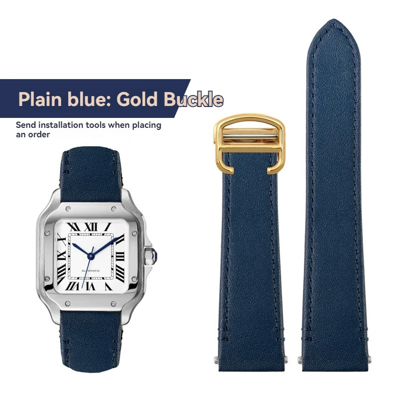 19mm 21mm Leather Watch Strap For Cartier Santos WSSA0009 WSSA0010 WSSA0018