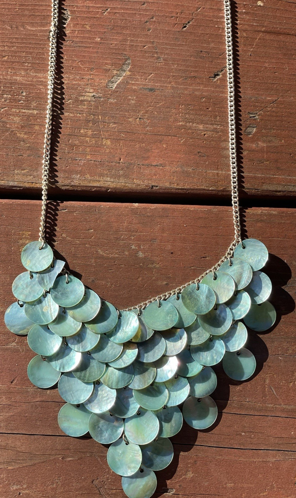 Necklace Turquoise Blue Round Fashion Circle Discs Bib Collar Statement Fringe
