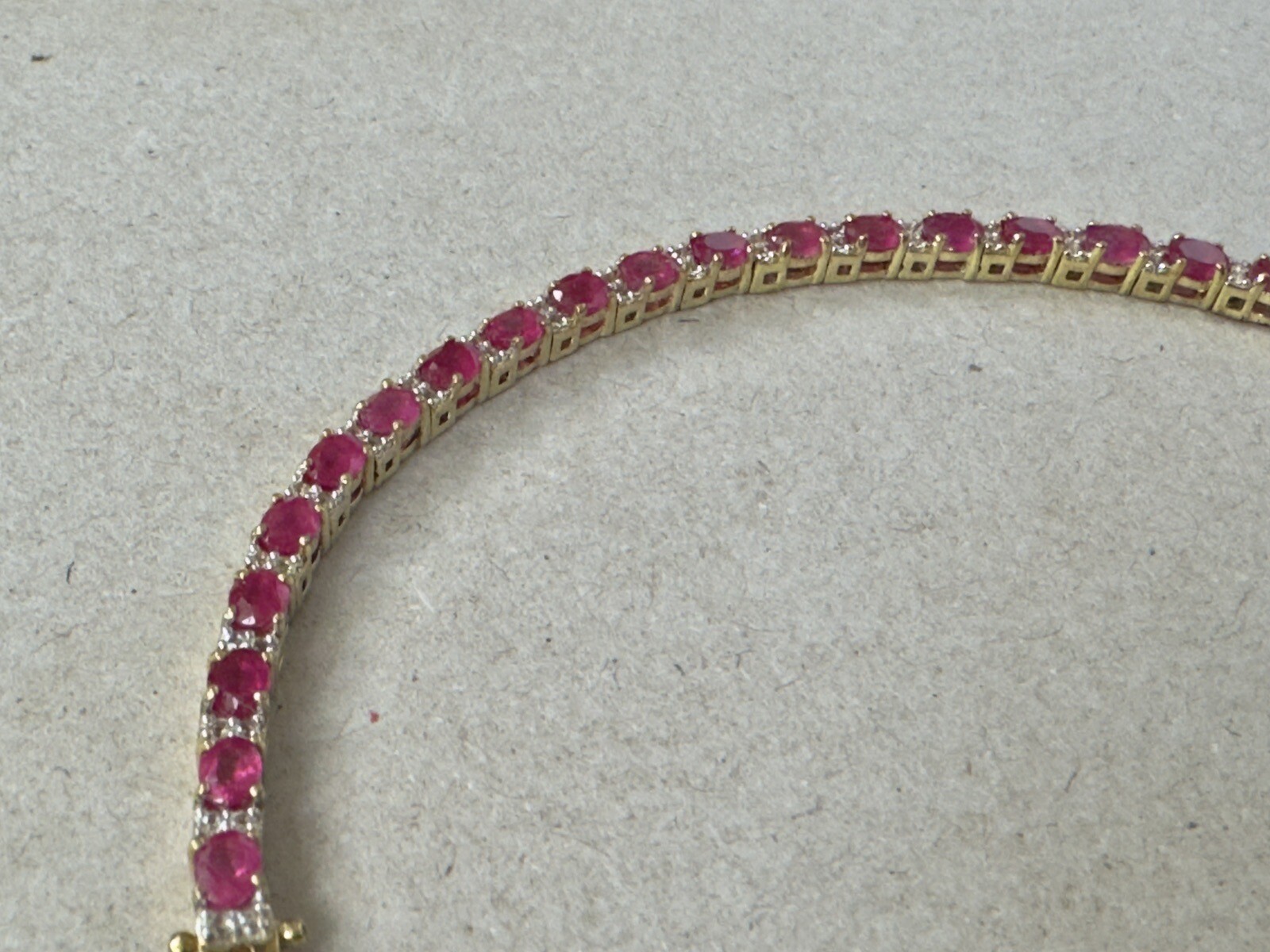 Thai Ruby & White Topaz Gold Vermeil Plated Sterling Silver Bracelet