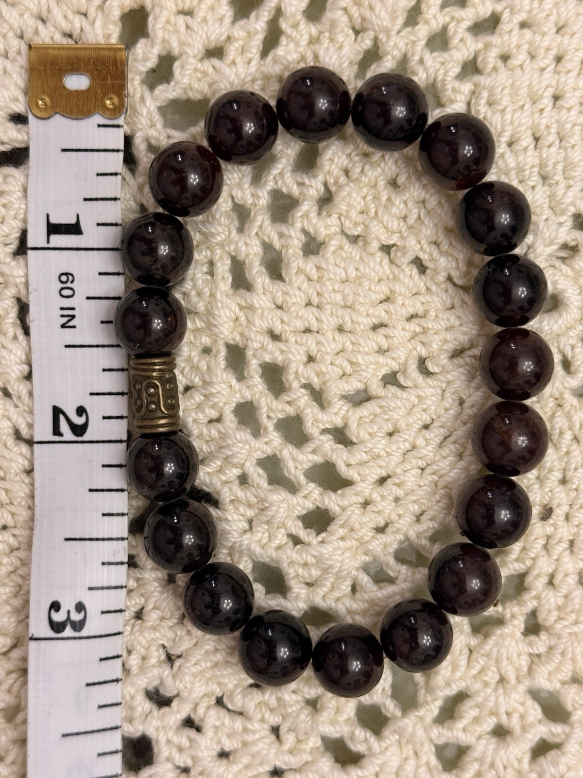 Almandine Garnet -deep red/burgundy hue translucent 8mm Bead Bracelet