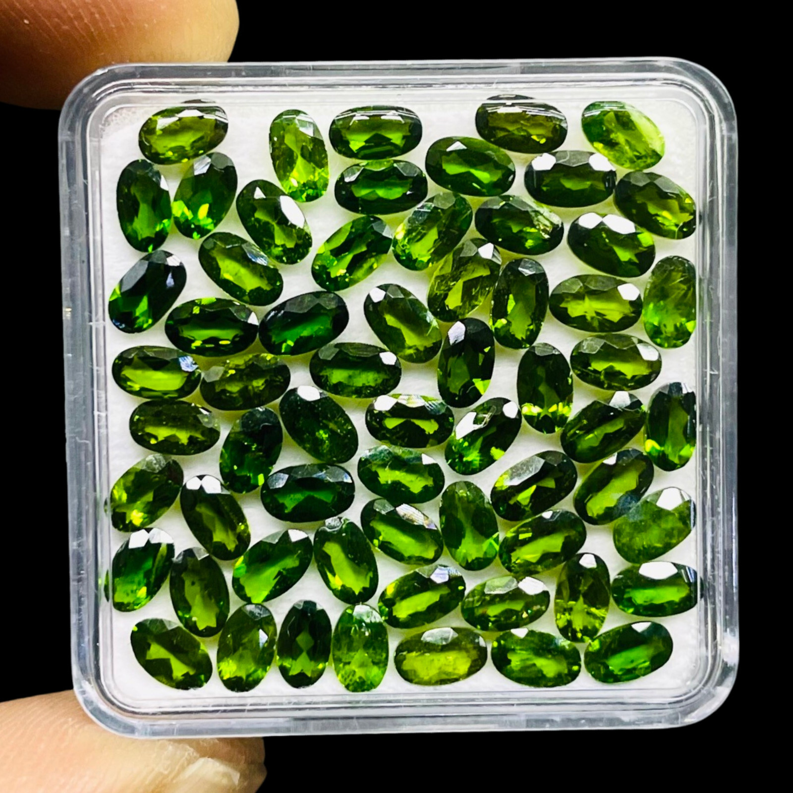 Natural Chrome Diopside 30 Pcs 5x3mm Oval Cut Vivid Green Loose Gemstones Lot